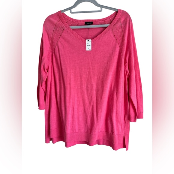 NWT Talbots Bright Coral/Pink Knit Top 3/4 Sleeves - Picture 1 of 5